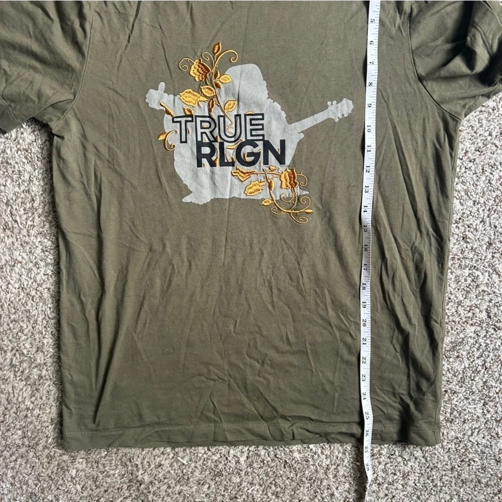 True Religion Green Graphic Tee for Men Casual Large